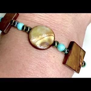 Abalone Beads and Turquoise Bracelet
